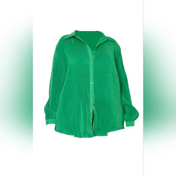 PLUS SIZE 24 Bright Green Plisse 2 Piece Set - Picture 2 of 10